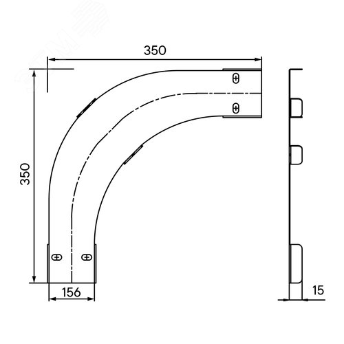Крышка на угол CPO 90 горизонтальный 90° 150, в комплекте с крепежными элементами и соединительными пластинами, необходимыми длямонтажа, горячеоцинкованная - фото 2