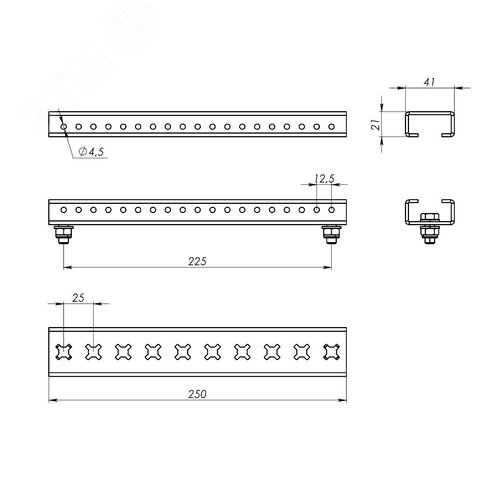 Комплект реек для установки главной шинной системы, 250мм - фото 5