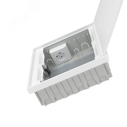 Щиток 24 мод встраиваемый для полых стен слаботочный Фрейм (FRAME), белый, с белой дверцей, с монтажной платой, 1 розеткой (арт. 45005) и 1 коробкой (арт. 10033) - фото 5