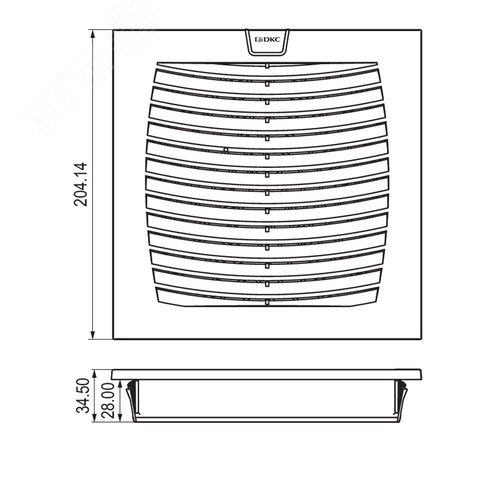 Вентилятор с фильтром ЭМС 260 м3/ч, 48В DC, 204х204 мм, IP54 - фото 2