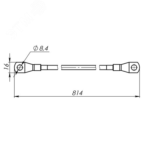 Заземляющий проводник, 750 мм, медь 16 мм2, М8 - фото 4
