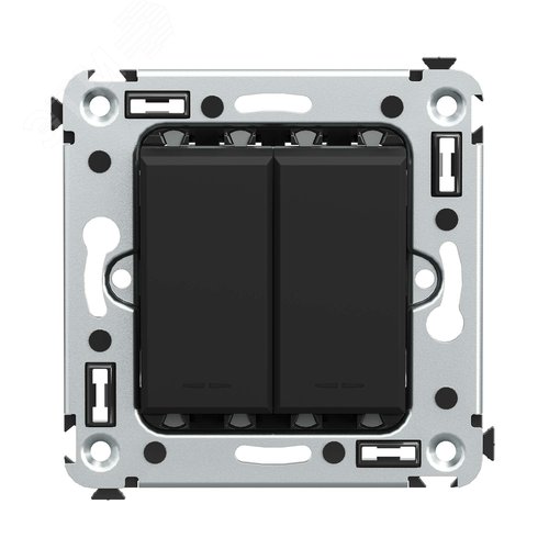 Avanti Переключатель двухклавишный в стену, , Черный матовый - фото 1