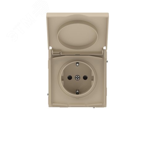 Розетка силовая, 2P+E, с з/ш, с крышкой, IP44, KANT, ванильный марципан - фото 1