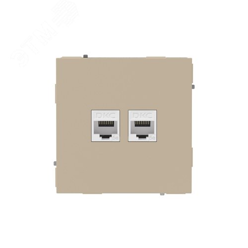 Компьютерная розетка RJ-45 без шторки, кат.5е двойная, KANT, ванильный марципан - фото 1
