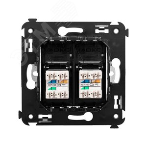 Avanti Розетка телефонная в стену двойная, ''Черный квадрат'' - фото 3