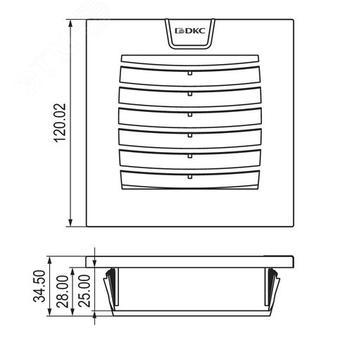 Вентилятор с фильтром ЭМС 24 м3/ч, 115-230В AC, 120х120 мм, IP54 - фото 2