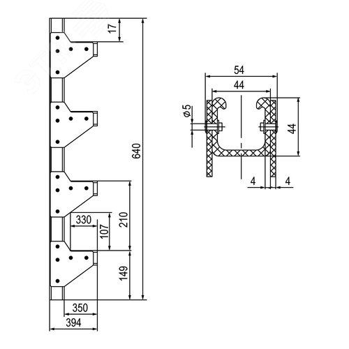 Панель консольная 3 уровня, осн 300, стеклопластик - фото 2
