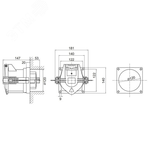 Розетка панельная PSS IP67 160A 3P+E 690В - фото 4
