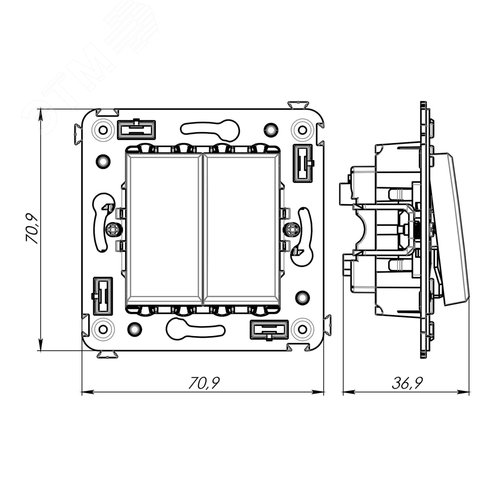 Avanti Выключатель двухклавишный в стену  Закаленная сталь - фото 6