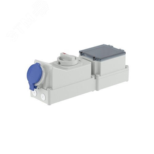 Розетка наружной установки с механической блокировкой и DIN-рейкой на 6 модулей IP44 16A - фото 1