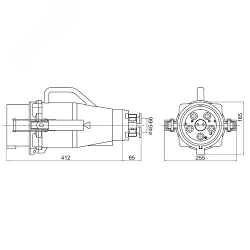 Вилка кабельная CP IP67 400А 3P+E 690В - фото 2