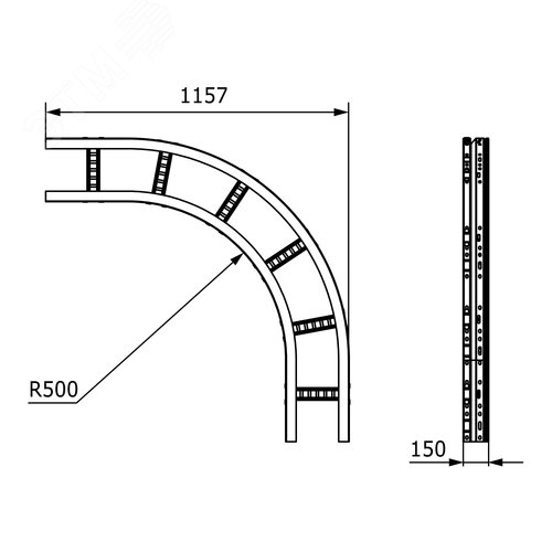 Угол лестничный 90 градусов 150x400 R660 - фото 2