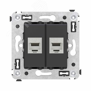 Avanti Компьютерная розетка RJ-45 без шторки в стену, кат.6А двойная экранированная,  Черный матовый - фото 1