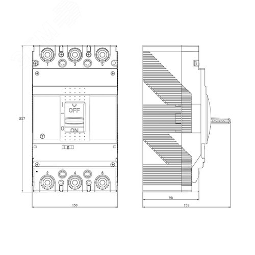 Выключатель автоматический YON max MGS630H 3P 504-630А 75кА с регулируемым термомагнитным расцепителем - фото 4
