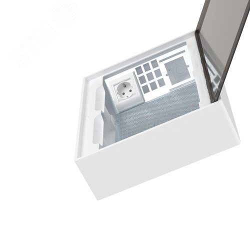 Щиток 24 мод настенный слаботочный Фрейм (FRAME), белый, с тонированной дверцей, с монтажной платой, 1 розеткой (арт. 76482B) и установочной рамкой - фото 5