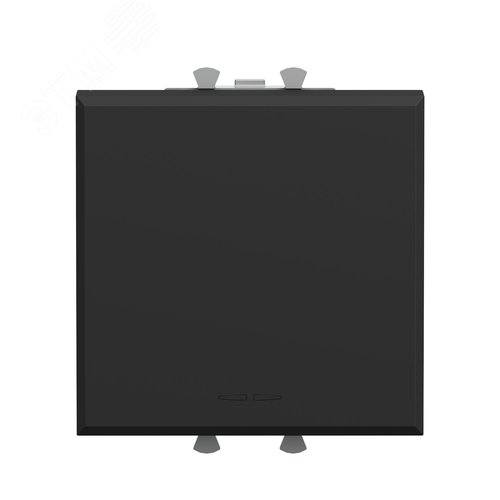 Кнопка одноклавишная модульная, Avanti, черный матовый, 2 модуля - фото 1