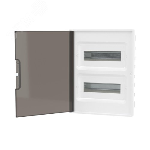 Щиток 24 мод встраиваемый Фрейм (FRAME), белый, с тонированной дверцей, с 4 шинами PEN (2шт на 8 отв. и 2шт на 6 отв.) - фото 3