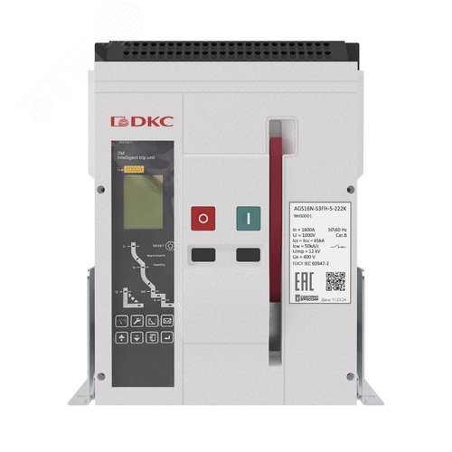 Воздушный автоматический выключатель YON AGS12N 3Р 1250 А 65 кА, типоразмер S, расцепитель 3M, фиксированный,  горизонтальное подключение - фото 2