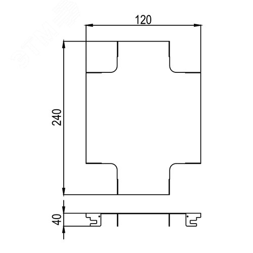 Крышка к ответвителю Х-образный оптического лотка 240х120 мм - фото 2
