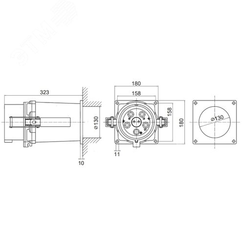 Вилка панельная PSP IP67 400А 3P+E+N 690В - фото 2
