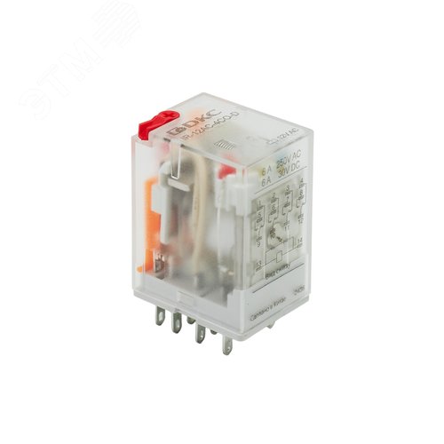 Реле миниатюрное промышленное общего назначения, 4CO, коммутируемый ток 6 А, AgSnO, напряжение 24V AC, опция – тест-кнопка+светодиод - фото 3