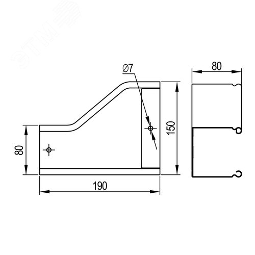 Переходник RRS левосторонний 150/80 H80 в комплекте с крепежными элементами и соединительными пластинами - фото 4