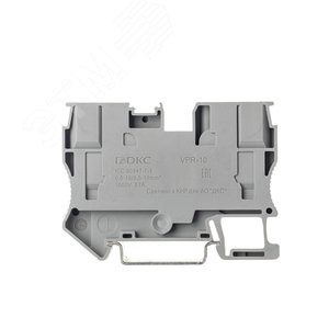 Клемма проходная, зажим push-in, 2 точки подключения, 10 кв.мм, серая - фото 2