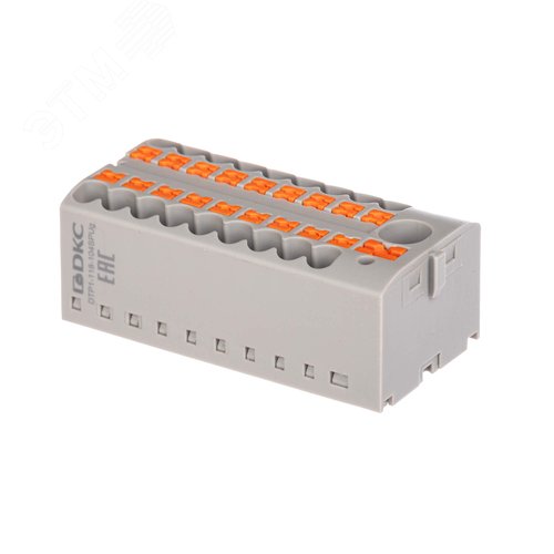 Блок распределительный, зажим push-in, 1 ввод 6 кв.мм, 18 точек подключения 2,5 кв.мм, серый - фото 1