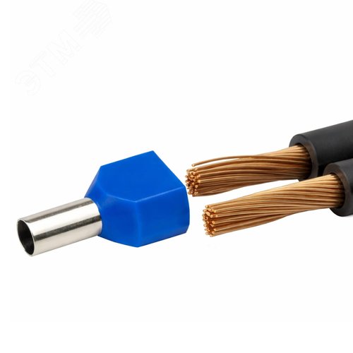 Наконечник-гильза двойная с изолированным фланцем для жилы сечением 2,5кв.мм,длина контактной части 18мм, синий (НШВИ2 2.5-18) - фото 3