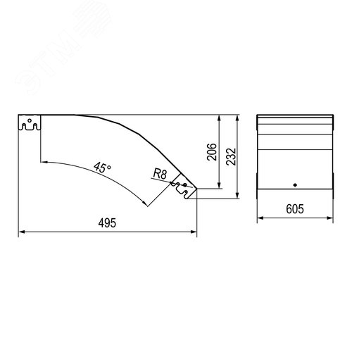 Крышка на угол вертикальный внешний 45 градусов, 100х600 R300, цинк-ламельная в комплекте с крепежными элементами и соединительнымипластинами, необходимыми для монтажа - фото 2