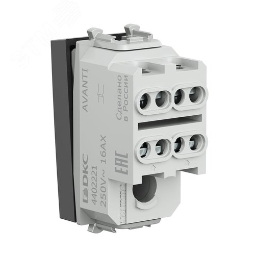 Avanti Выключатель двухполюсный одноклавишный модульный, Черный квадрат, 1 модуль - фото 4