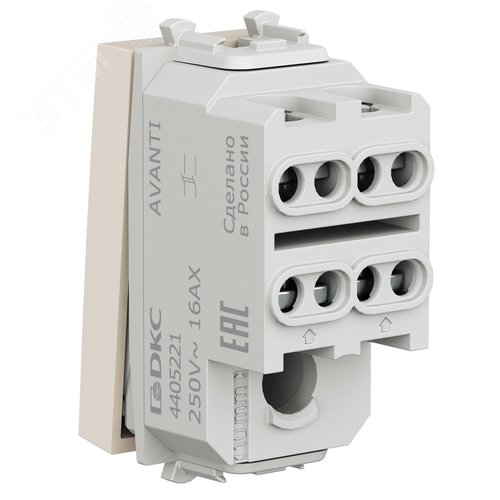 Avanti Выключатель двухполюсный одноклавишный модульный,  Ванильная дымка, 1 модуль - фото 4