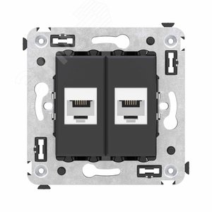 Avanti Телефонная розетка RJ-12 без шторки в стену двойная, Черный матовый - фото 1