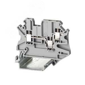 Клемма проходная, винтовой зажим, 3 точки подключения, 2.5 кв.мм, серая - фото 1