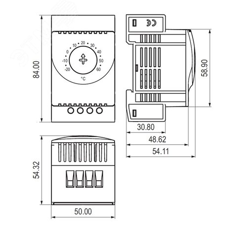 Термостат электронный с регулируемым диапазоном температуры -20…+60°C, переключающий контакт - фото 3