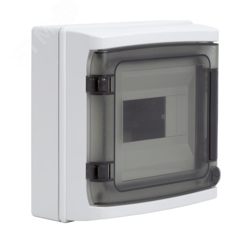 Щит настенный с дверцей 8 модулей IP65 серый с    клеммным блоком 63А - фото 1