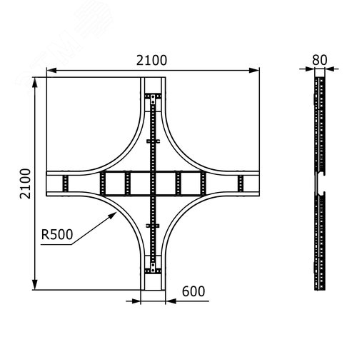 Ответвитель Х-образный листовой 80х600 R660 горячеоцинкованный - фото 2