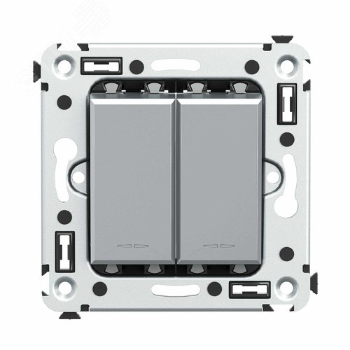 Avanti Инвертор двухклавишный в стену Закаленная  сталь (Переключатель сх. 7+7) - фото 1