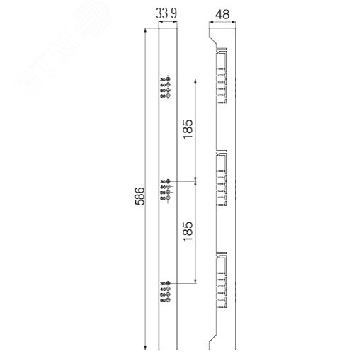 Заглушка торц. держ.шин 5-10мм 3п.185мм - фото 2