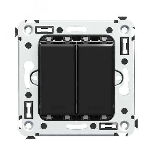 Изображение товара Avanti Выключатель двухклавишный в стену, Черный квадрат (шт)