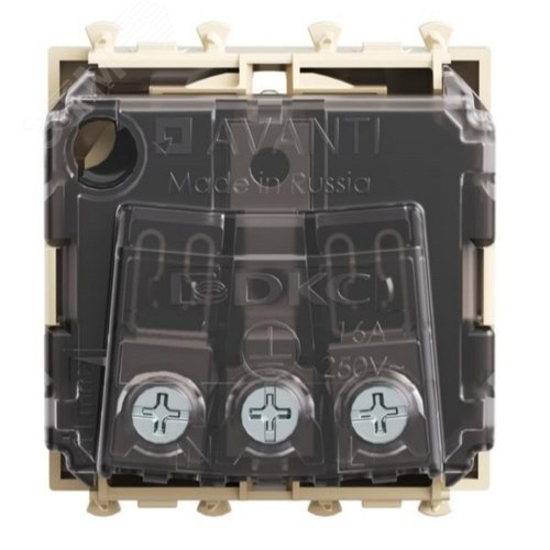 Розетка модульная, 2P+E, с з/ш, Avanti, ванильная дымка, 2 модуля - фото 3