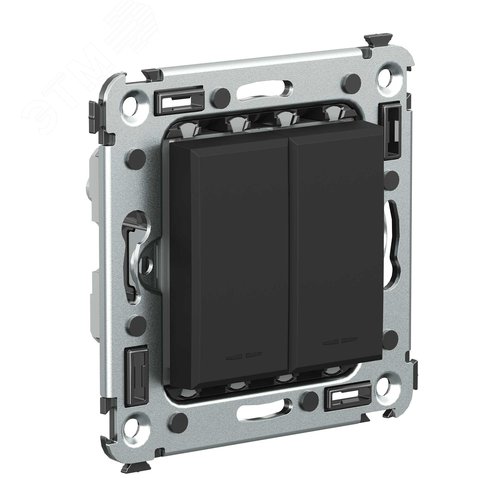 Avanti Кнопка двухклавишная в стену, , Черный матовый - фото 2