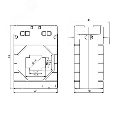 Трансформатор тока CT20 250/5А, класс точности 0.5, 2.5ВА - фото 2