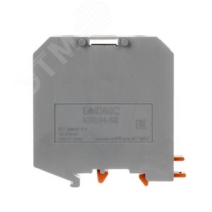 Клемма проходная, винтовой зажим, 2 точки подключения, 50 кв.мм, серая - фото 2