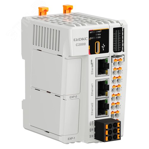 Процессорный модуль программируемого логического контроллера C2000, н.пит. –24В DC, 8 DI - 24В DC, 8 DO - 24В DC(PNP), ком. порты – 1хRS485, 2хEthernet, 1хEtherCAT, 1хType-C, 2 модуля расш-ния моноблока (BD) - фото 2