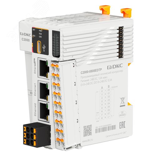 Процессорный модуль программируемого логического контроллера C2000, н.пит. –24В DC, 8 DI - 24В DC, 8 DO - 24В DC(PNP), ком. порты – 1хRS485, 2хEthernet, 1хEtherCAT, 1хType-C, 2 модуля расш-ния моноблока (BD) - фото 4