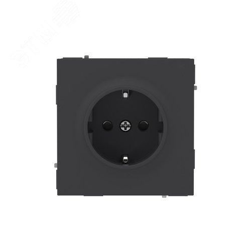 Розетка силовая, 2P+E,  с заземлением без з/ш,    KANT, черный уголь - фото 1