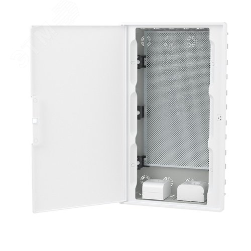Щиток 36 мод встраиваемый для полых стен слаботочный Фрейм (FRAME), белый, с белой дверцей, с монтажной платой, с 2 розетками (арт. 45005) и 2 коробками (арт. 10033) - фото 3