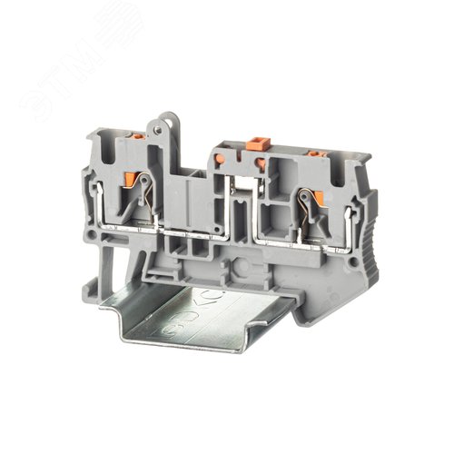 Клемма с размыкателем, зажим push-in, 2 точки подключения, 4 кв.мм, серая - фото 1