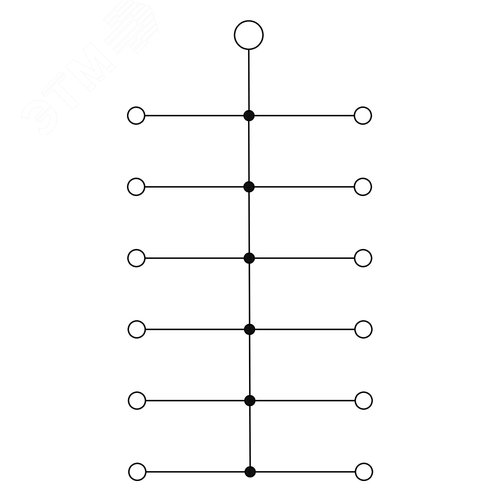 Блок распределительный с верт. адаптером на рейки шириной 15/35мм, зажим push-in, 1 ввод 6 кв.мм, 12 точек подключения 2,5 кв.мм, синий - фото 3